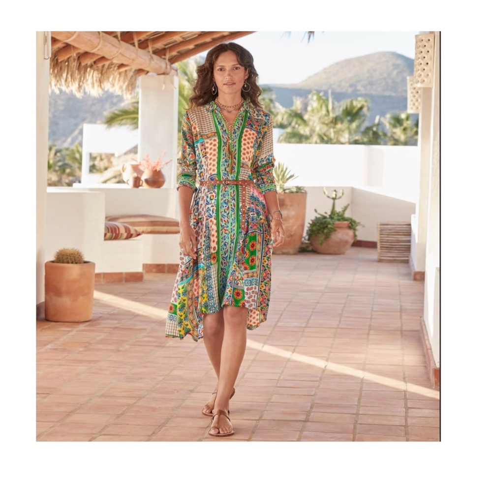 JOHNNY WAS Diskana Dena Dress Printed Pattern Small